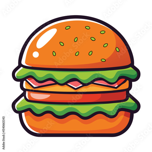Delicious double cheeseburger cartoon illustration