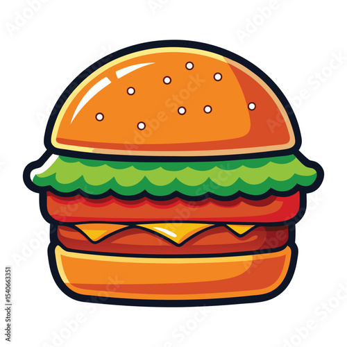 Delicious double cheeseburger cartoon illustration