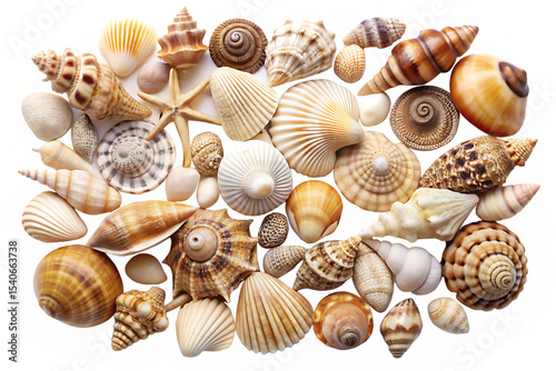 Diverse Collection of Seashells Various Shapes and Sizes Studio Lighting Background A I Generated isolated on a transparent background