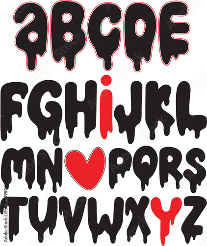 Dripping Alphabet Melted Letters Font Design -  A to Z