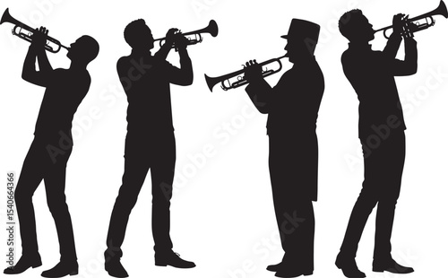 Brass musician playing silhouette vector illustration