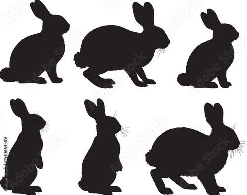 Easter bunny with egg silhouette vector illustration