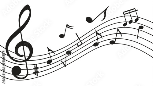 Dynamic Music Notes Staff Treble Clef Graphic