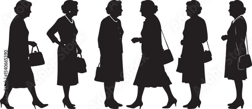 Senior female figure silhouette vector illustration