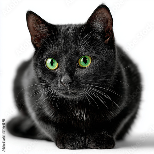 black cat on white background