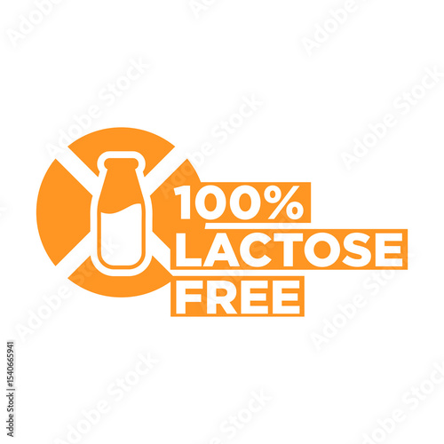 100% Lactose Free Icon Vector Sign