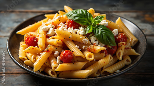 Delicious Penne Pasta with Cherry Tomatoes and Cheese | Italian Food Photography