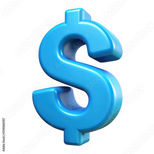 3d blue dollar sign isolated on transparent background