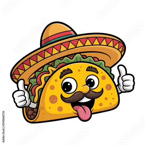 Taco Cartoon Character Illustration - Mexican Food Fun