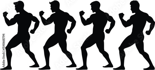 Muscular Male Silhouette Series: Evolution of Strength and Pose