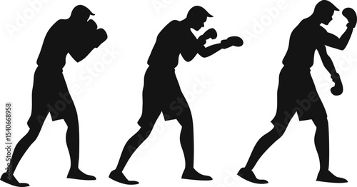 Boxing Silhouette Poses: Fighter Stance & Movement