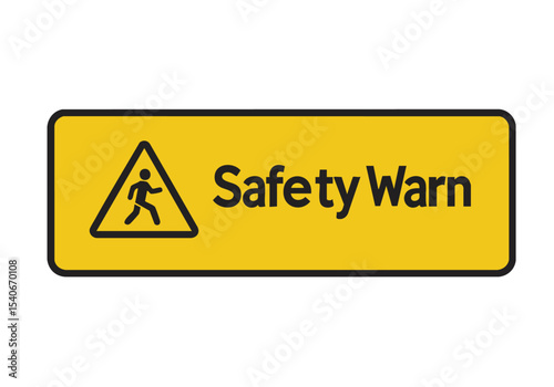 Bright yellow safety warning sign with a walking person icon. Bold text and clear design for immediate visibility. Ideal for hazard communication and safety awareness campaigns.