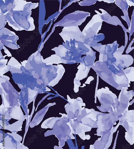 Big flowers pattern, upscale floral pattern. graphical textures floral, trendy colors pattern , flowers background with leaves. vector illustration.