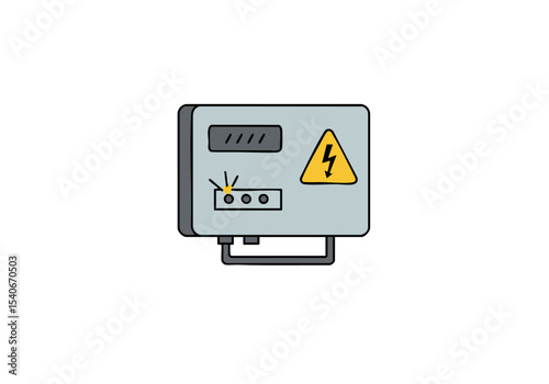 A stylized light sign icon featuring a warning symbol and power indicator. Clean, modern illustration with a neutral background. Suitable for digital design and informational graphics.