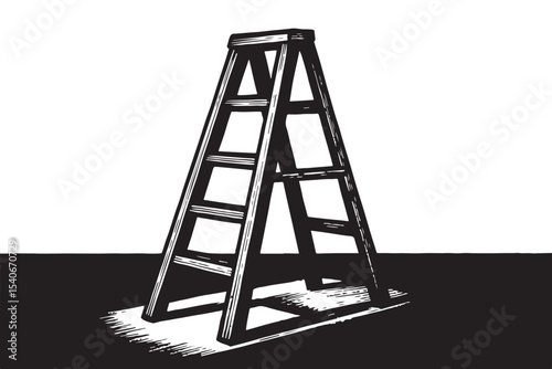 Simple black ladder silhouette, ideal for minimalist design and illustrations