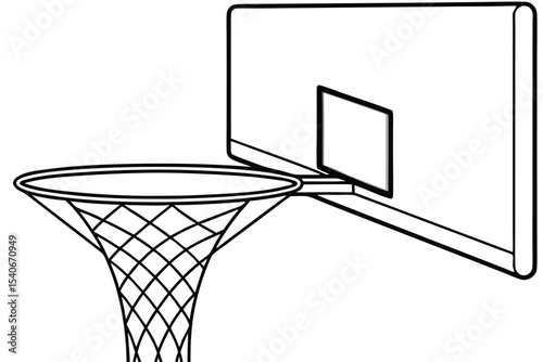 Basketball Hoop Illustration  A Clean Line Drawing of a Basketball Net and Backboard