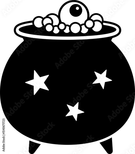 Halloween Witch Potion Cauldron silhouette isolated.
Cauldron with magic potion. 
witch pot of boiling potion.
Witch Poison Cauldron. 
witch's brew.
Transparent background. SVG file.