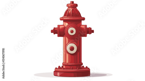 The image shows a digitally rendered illustration of a classic red fire hydrant.  It is depicted against a plain white background. The hydrant is shown in a slightly angled three-quarter view,