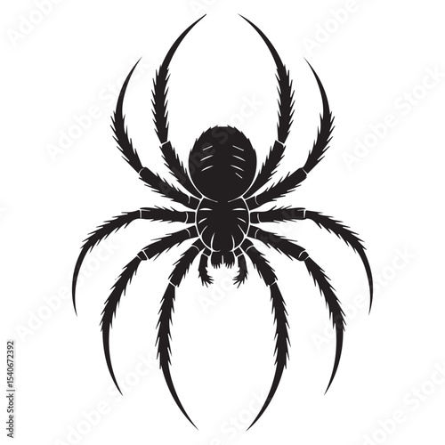 Black Spider Silhouette Vector – Realistic Arachnid Illustration for Halloween, Nature, or Horror Themes