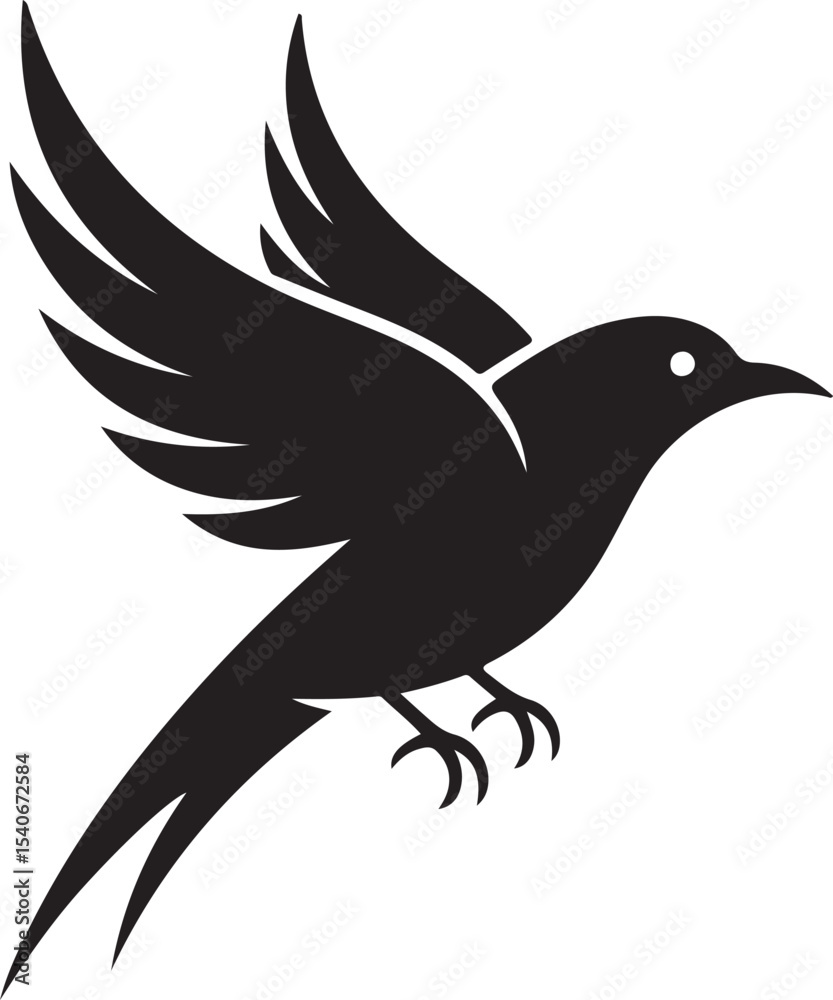 Obraz premium Bird flying side view vector illustration