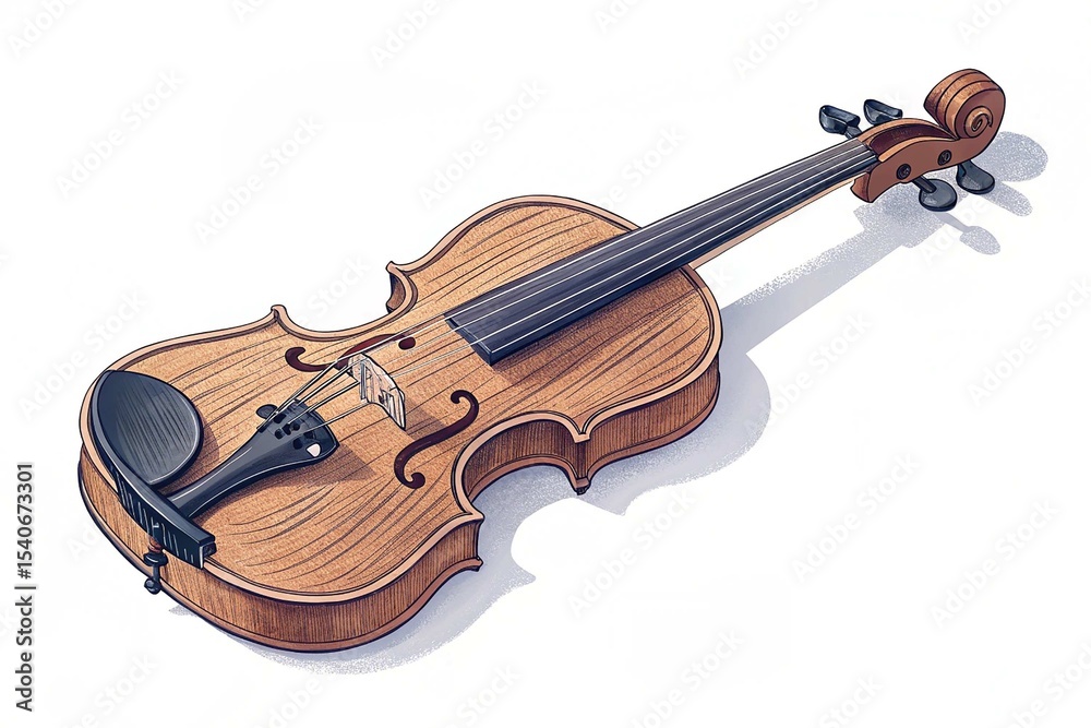 Fototapeta premium Isometric Violin on White Background