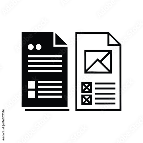 Document Vector Silhouette Set for Office Management Design