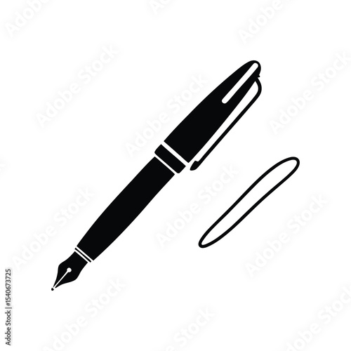 Pen Vector Silhouette Icon for Writing Office Design
