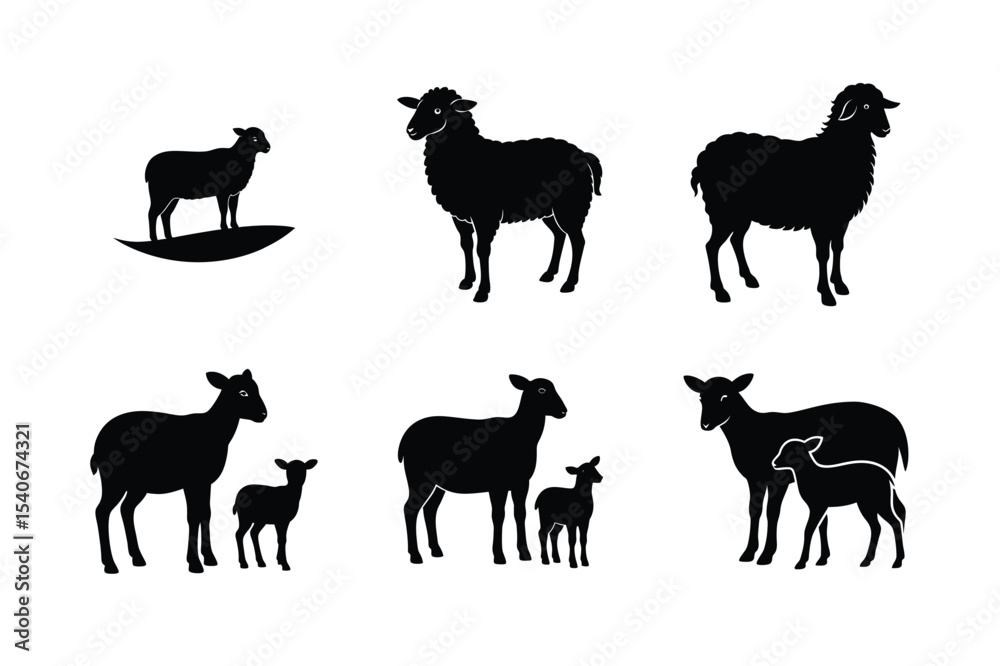 Obraz premium sheep silhouette bundle design