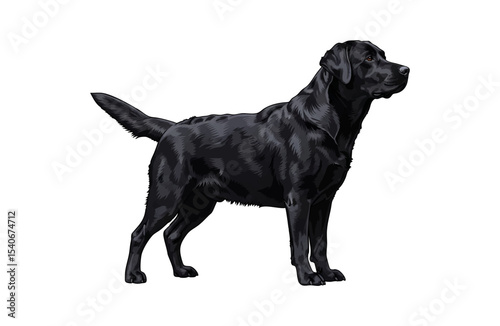 Detailed Vector Drawing of a Black Labrador Pet Dog