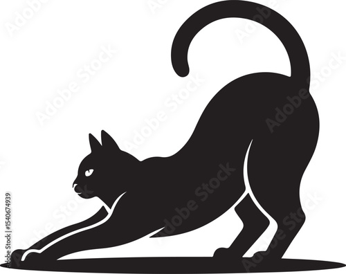 Cat stretching vector illustration
