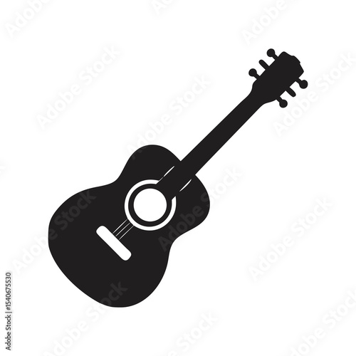 Acoustic Guitar Silhouette Vector Icon for Music Design, Band Illustration, and Concert Art