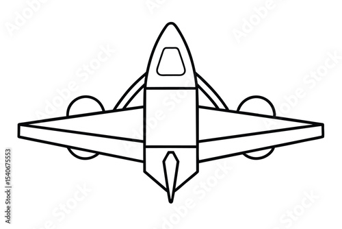 Airplane Illustration Top View Sketch of a Modern Jet Plane