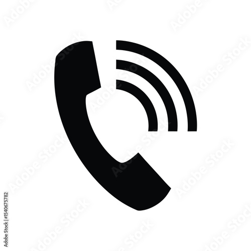 telephone handset icon over white background, silhouette style, vector illustration