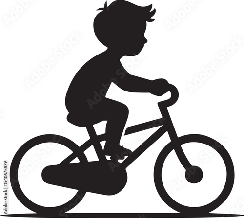 Child riding bicycle vector illustration