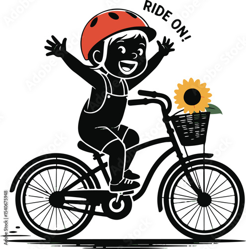 Child riding bicycle vector illustration