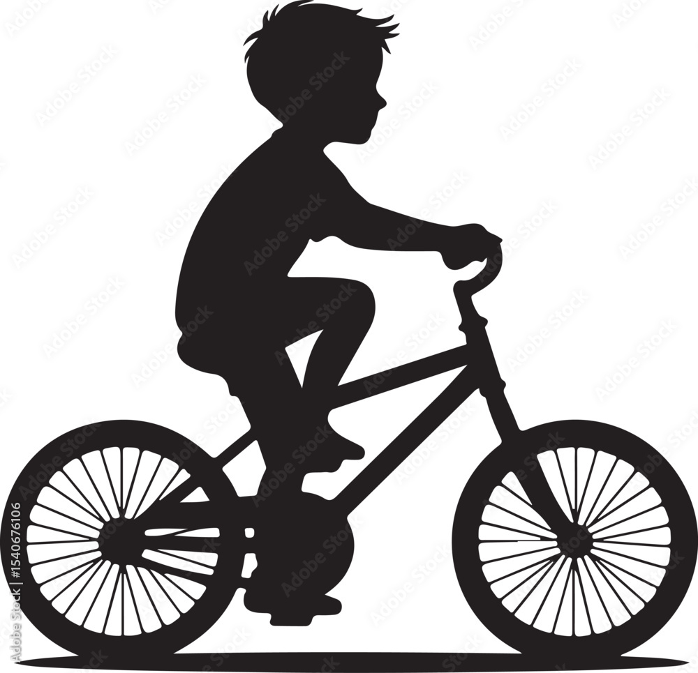 Fototapeta premium Child riding bicycle vector illustration