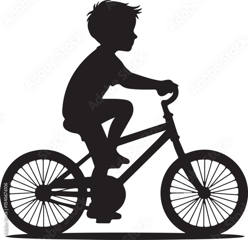 Child riding bicycle vector illustration