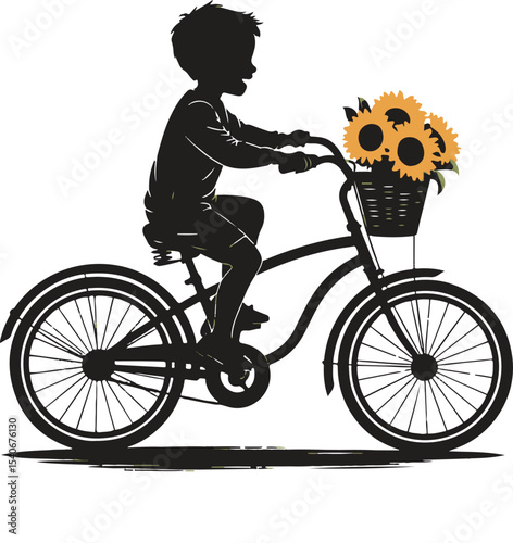 Child riding bicycle vector illustration