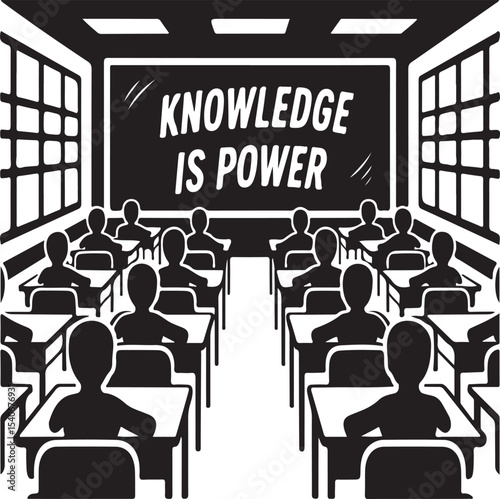 Classroom Scene with Multiple Students vector illustration
