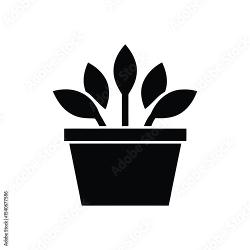 Minimalist Black Plant Pot Icons Vector Set for Nature Inspired Decor and Modern Design Projects