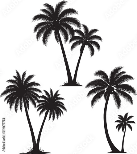 Palm tree tropical island silhouette vector illustration
