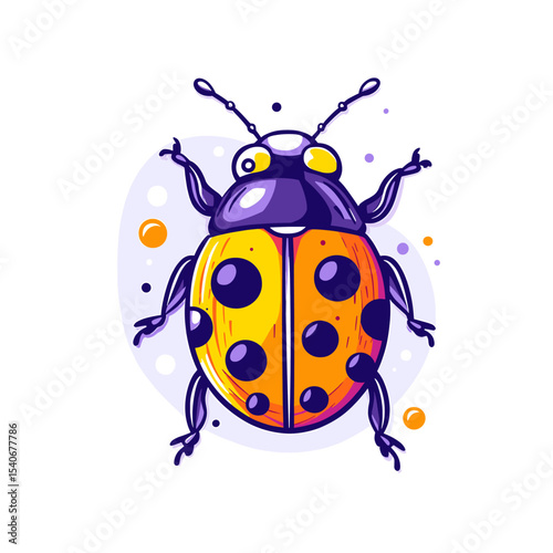 Vibrant Cartoon Ladybug with Bold Colors and Design