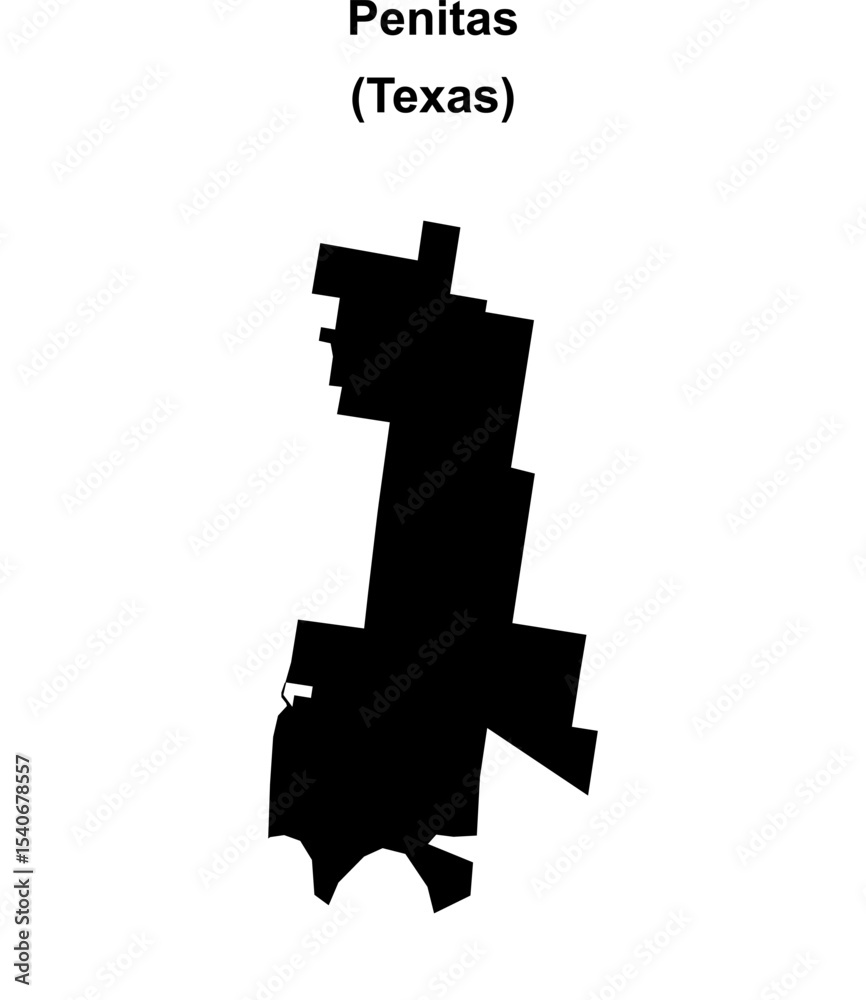 Obraz premium Penitas (Texas) blank outline map
