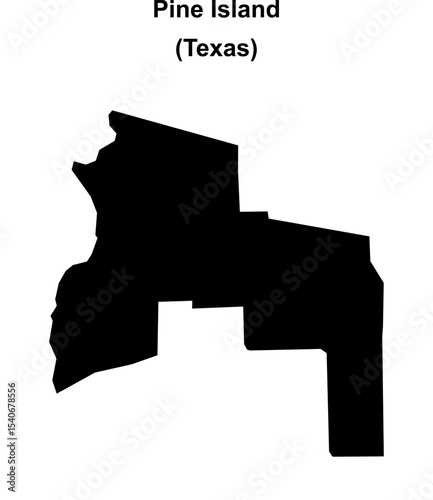 Pine Island (Texas) blank outline map