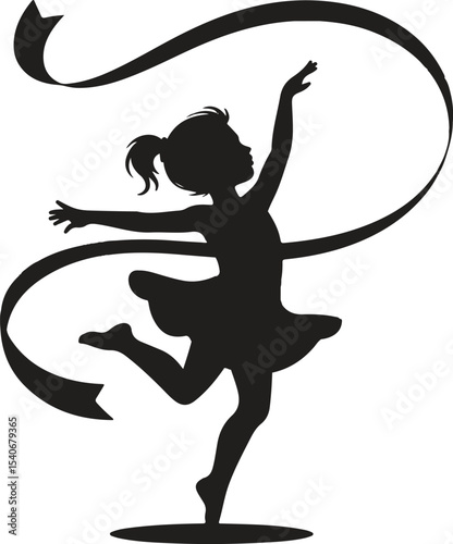 Girl dancing with ribbon vector illustration