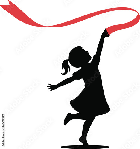 Girl dancing with ribbon vector illustration