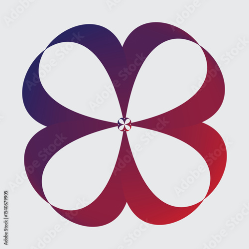 Shamrock silhouette - black four leaf clover icon. Good luck theme design element. Simple geometrical shape vector illustration.