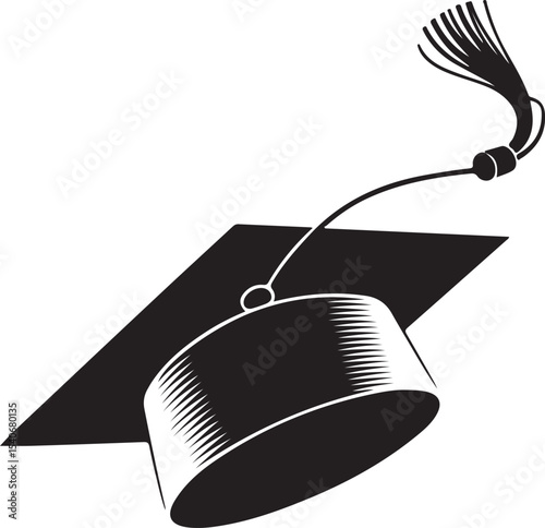 Graduation cap toss silhouette illustration design