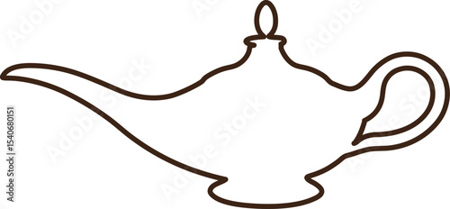 Arabic dream magic lamp line art icon silhouette, magic lamp line art vector