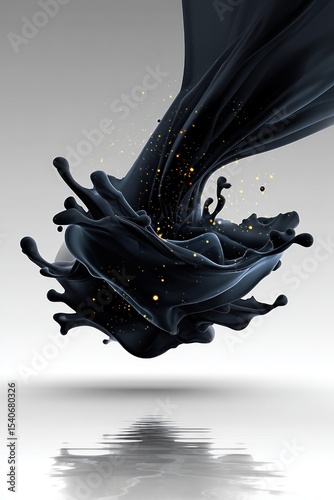 Dark liquid splashes and drapes